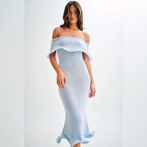Elegant Off-Shoulder Light Blue Dress